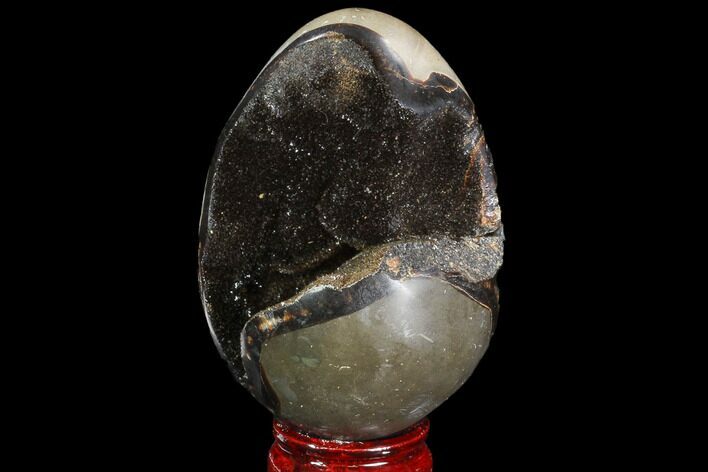 Septarian Dragon Egg Geode - Black Crystals #96025